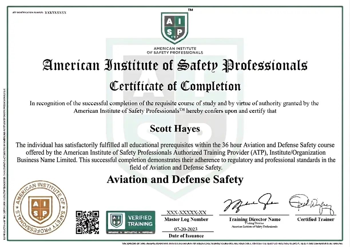 Course certificate sample