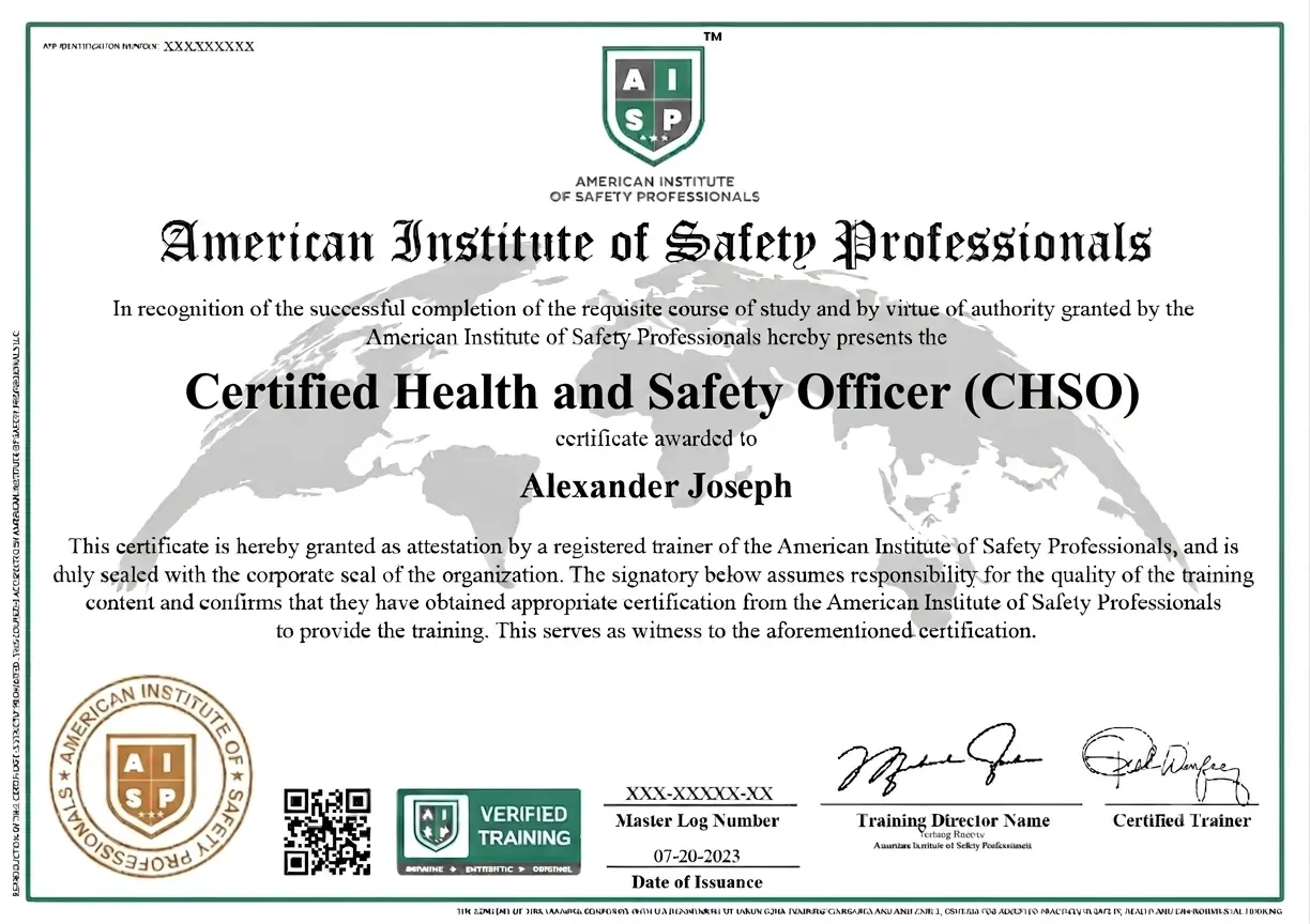 Course certificate sample