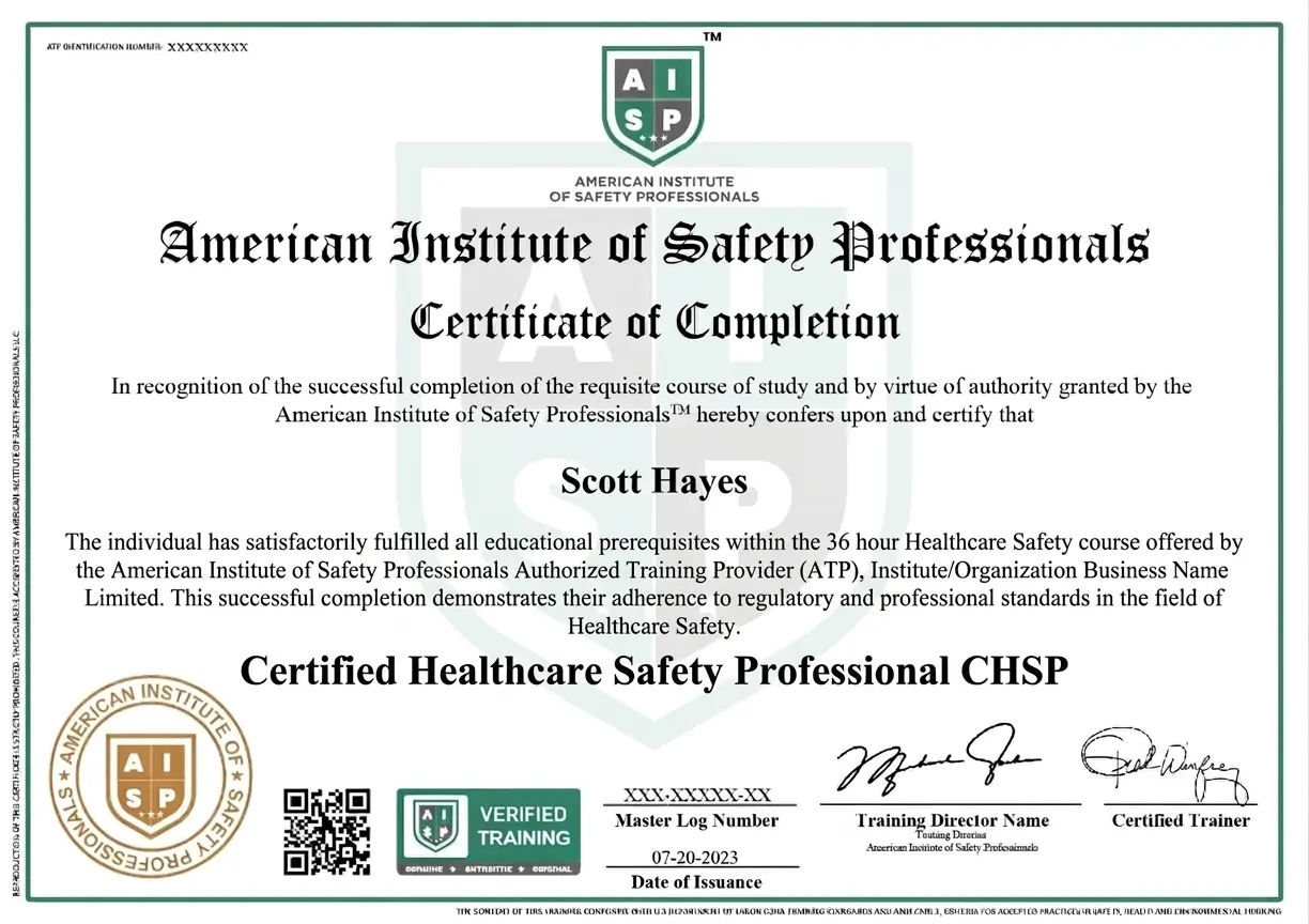 Course certificate sample