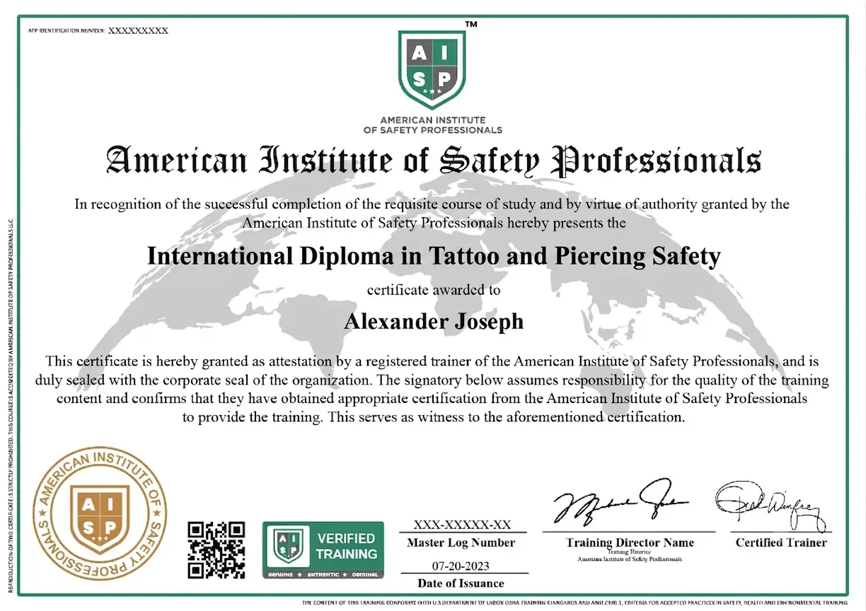 Course certificate sample
